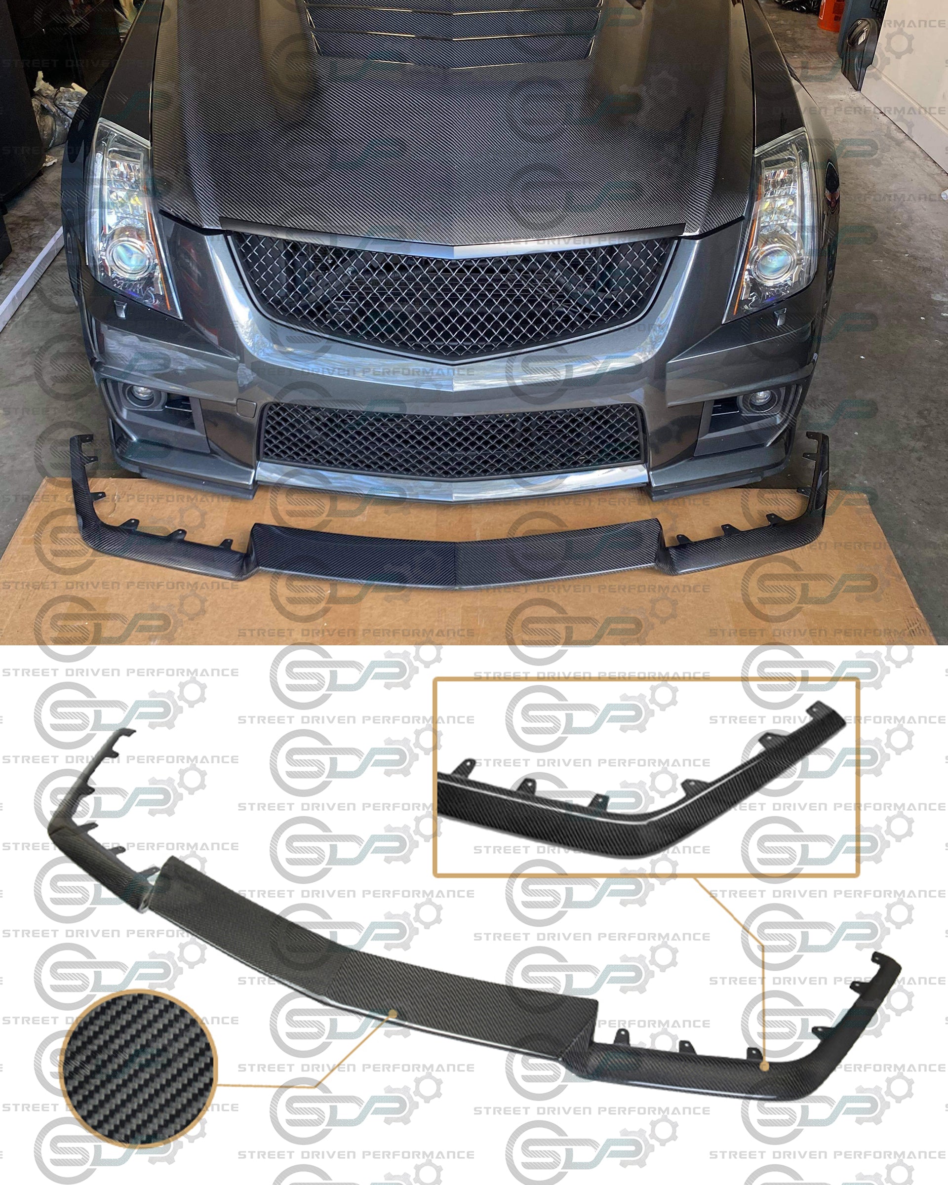 2009-2015 CTS-V V2 - Carbon Fiber "V3 style" front lip splitter ground effects